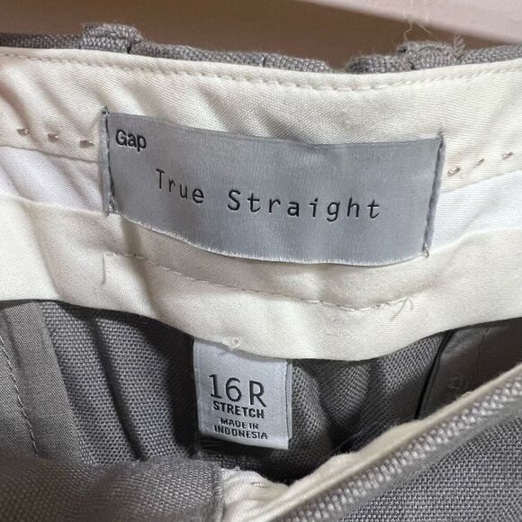 Gap 16 Gray Outseam Stripe Stretch True Straight Dress Pants - Picture 6 of 6